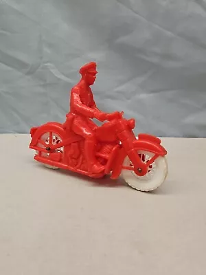 Vintage Auburn Police Motorcycle From The 50s Plastic Rare Red Bike Harley Clean • $29.95