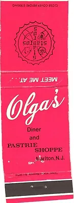 Olga's Diner And Pastrie Shoppe Marlton New Jersey Vintage Matchbook Cover • $8.99