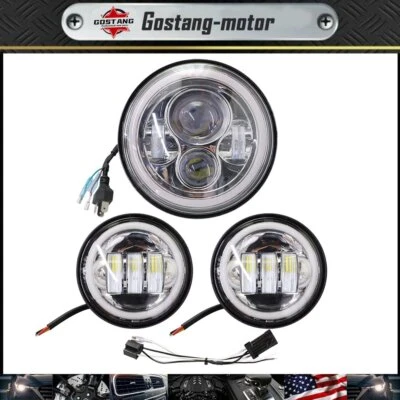 $51.46 • Buy 7  LED Headlight+ 4.5“ Passing Chrome Halo Lights For Yamaha V-Star XVS 1100 950
