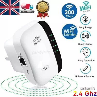 WiFi Range Extender Signal Booster 300Mbps Internet UK Plug Wireless Repeater • £8.35