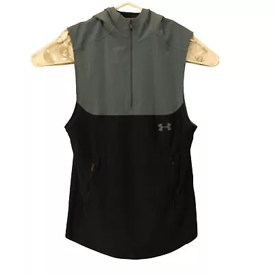 Under Armour Threadborne Vanish Sleeveless Hoodie Mens M Medium Fiited Blue Zip • $19.99