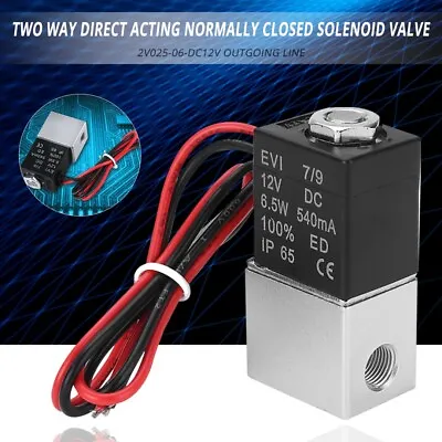 $14.20 • Buy 1/8in 12V DC Electric Solenoid Valve Air Gas Water Fuel Normally Closed 2 Way