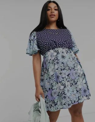 $39 • Buy ASOS Twisted Wunder Mini Dress Floral Spot Plus Size 22