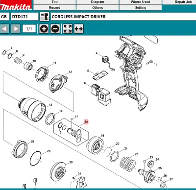 Genuine Makita  ANVIL ASS'Y 136065-7 For IMPACT DRIVER 18V LXT BRUSHLESS DTD171Z • £34.86