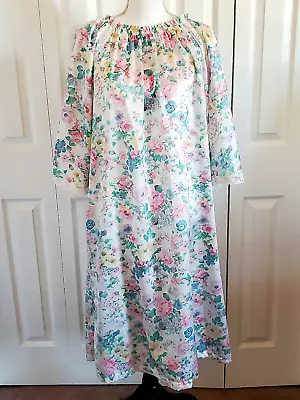 Floral Print Dress Boho Beach Cover Up Nightgwn Moo Moo Pockets Womens XL No Tag • $34.99