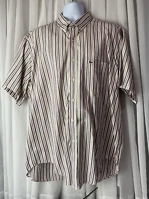 Vintage Texas Cotton Shirt Men's XL Short Sleeve Extra Long Tail USA Striped • $14.99