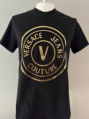 Defect VERSACE JEANS COUTURE Slim Fit V-Logo Print T-Shirt Size Medium • £19.99