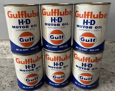 NOS Full Gulflube Gulf Motor Oil Can Metal Quart Oil Can • $110