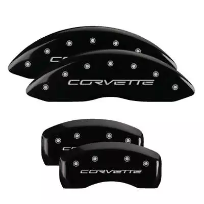 MGP Caliper Covers W C6 Engraving 4 PC Kit Gloss Black For 05-13 Chevy Corvette • $299