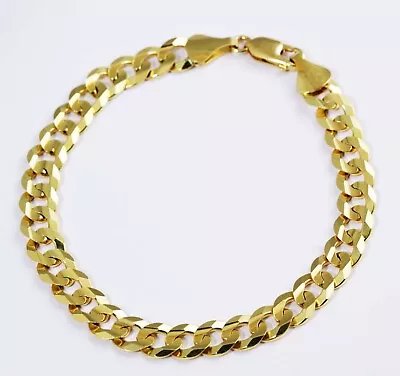 18.80gm 14k Solid Yellow Gold Flat Cuban Men's Chain Polish Bracelet 8.5  8.00mm • $1216