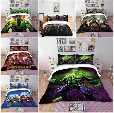 The Avengers Duvet Cover Set Bedding Set Hulk Quilt Cover Pillow Cases All Size • £34.79