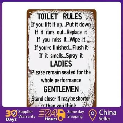 Tin Plaque Wall Sign Retro Painting Toilet Rules Metal Plate Poster For Bar Home • $11.54