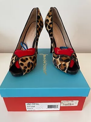 Jean-Michel Cazabat OPAL Pony Hair Peep Toe Platform Pump Leopard In Box 37.5 • $79