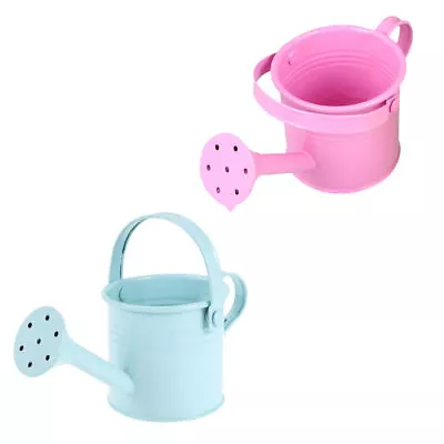 2x Galvanized Metal Watering Can With Long Spout - Sky Blue • £16.39