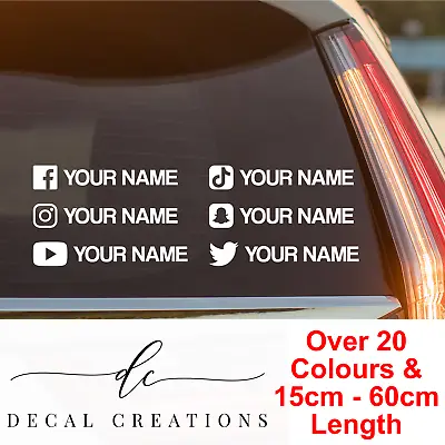 23 COLOUR Custom Instagram Tiktok Youtube Name Social Media Business Vinyl Decal • $4.49