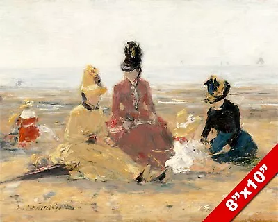 Women & Child On The Beach Vintage French 1880’s Painting Art Real Canvas Print • $14.99