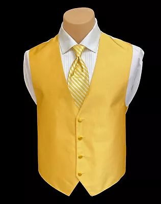 Men's Saffron Yellow Tuxedo Vest & Long Tie Adjustable Fullback Medium M • $13.49