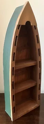 Wooden Boat 2 Shelf Wall/Tabletop: Nautical Decor 61.5 X 22cm (24 1/4  X 8 3/4 ) • £30