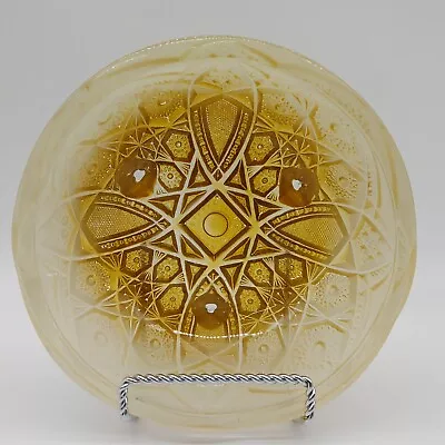 2 Toned Amber Depression Glass Round Mid Century Modern Footed Serving Bowl VTG • $23.36