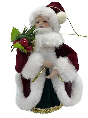 7  Miniature Santa Claus Doll Christmas Tree Ornament Topper Faux Fur Trim • $19.73