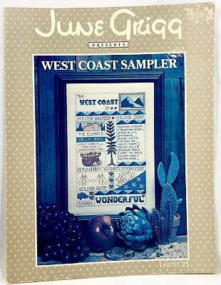 1988 June Grigg West Coast Sampler 25 Counted Cross Stitch Pattern Vintage 13299 • $14