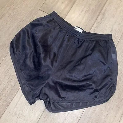 SOFFE Nylon Shorts Vtg 70s 80s Track Sprinter Running Black 2  Inseam Men Medium • $29.99