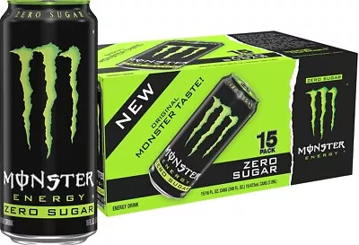 Monster Energy Zero Sugar Green Original Energy Drink 16 Fl Oz (Pack Of 15) • $32.50