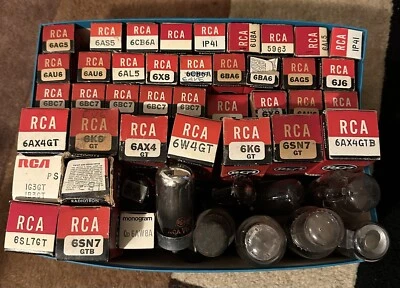 $74.99 • Buy Lot Of 49 Vintage RCA Vacuum Radio Tubes Some New - Untested 6SL7GT 6W4GT 6SN7GT