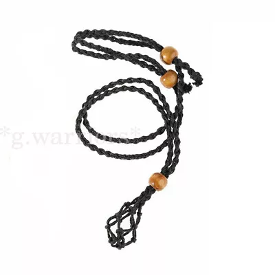 Empty Stone Holder Necklace Crystal Quartz Gemstone Cage Rope Cord Pendant DIY • £3.41