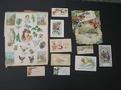 Lot Of 10 Paper Cut Outs Vintage Calling Cards Page Of Lovely Victorian Scraps + • $19.20