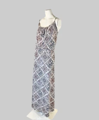 £0.72 • Buy New LATE AUGUST Boho Blue Maxi Dress 2X 20W 22W Stretch Fair Isle Shabby Chic
