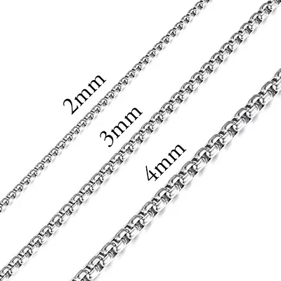 18-24 Inches Round Box Link Chain Stainless Steel Necklace Men Women 2/3/4mm • $8.19