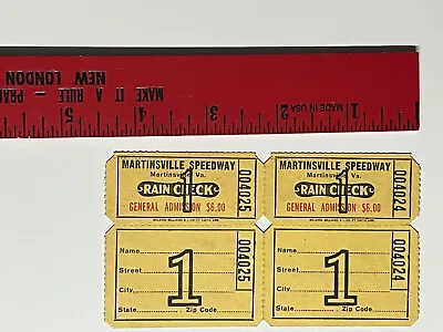 Vintage Martinsville Speedway Rain Check Pair  • $50