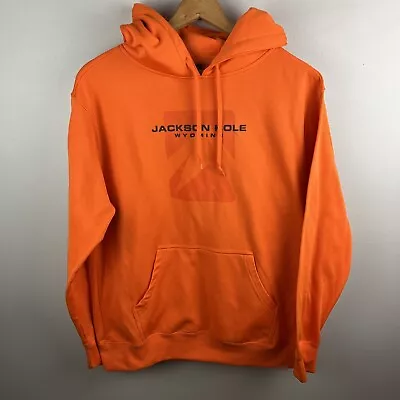 Jackson Hole Wyoming Outfitter Trading Co Orange Polyester Hoodie Adult L • $24.99