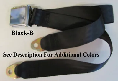 Vintage Chrome Lift Latch Black Seatbelt 2 Point Lap Black Seat Belt -  60  • $35