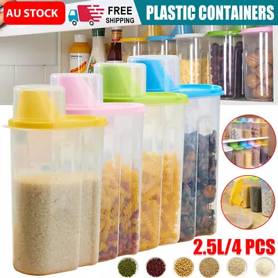 4Pcs/2.5L Airtight Dry Food Storage Containers Pasta Rice Large Cereal Dispenser • $22.85