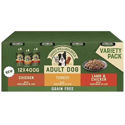 12 X 400g James Wellbeloved Grain Free Adult Dog Food Tins Turkey Lamb & Chicken • £29.99