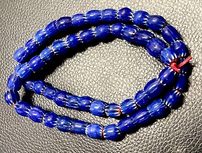 Blue Antique Style Venetian Vintage Chevron Trade Glass Beads Strands 10.4mm • $42