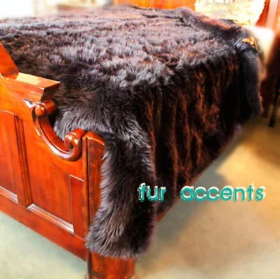 $798 • Buy Faux Fur Pelt Rugs Black Bear King Bedspread Accent Rug Cabin Shag Sheepskin New
