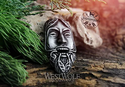 Silver Greenman Pendant - Medieval/Celtic/Irish/Green/Leaf/Face/Man/LOTR/Jewelry • $18.95