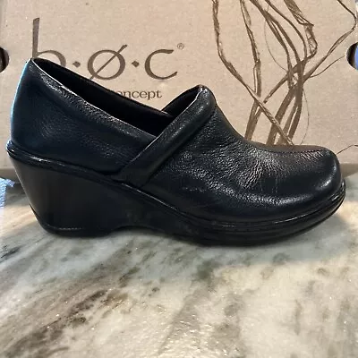 BOC Born On Concept NIB Size 7.5 Lesa Black Leather Slip On Shoes • $56.95