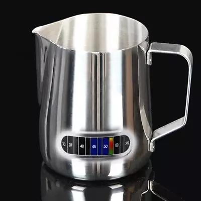 Milk Frothing Pitcher Latte Art Jug Stainless Steel Creamer Temperature Steaming • $13.94