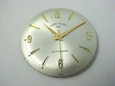 Lord Elgin 25 Selfwinding Pearl Vintage Watch Dial 29.46mm Gold Markers Hands • $49