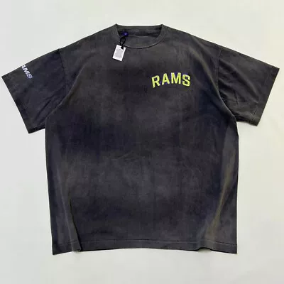 GD Rams Faded Black Streetwear Mens Vintage Style Oversized Cotton T Shirt • $121.36
