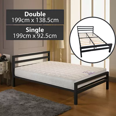 Strong Metal Bed Frame 3ft 4ft6 Double Size Solid Bedstead Base Home Furniture • £129