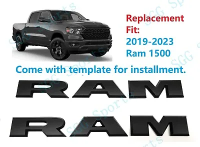 2PCS Set Matte Black Door Ram Nameplate Emblem Badges Mopar 2019-2023 Ram 1500 • $49.70