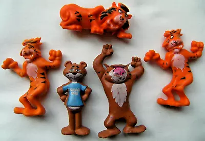 5 Sugar Bear Tigers Figurines Vintage 1988 General Foods Cereal Toys Figures • $6.55