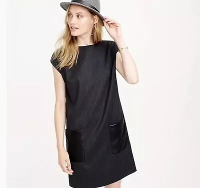 J. CREW Women’s Dress Business Casual Shift Faux Leather Pockets Office 0 Black • $34.99