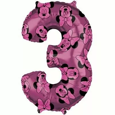 3rd Birthday Minnie Mouse 26'' Anagram Balloon Party Decorations Number 3 • $9.99