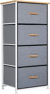 Chest Of 4 Drawers Fabric Dresser Clothes Storage Chest For Living Room/Bedroom • £34.89